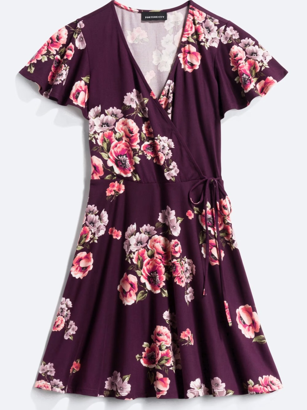 Floral Wrap Dress in Plum
